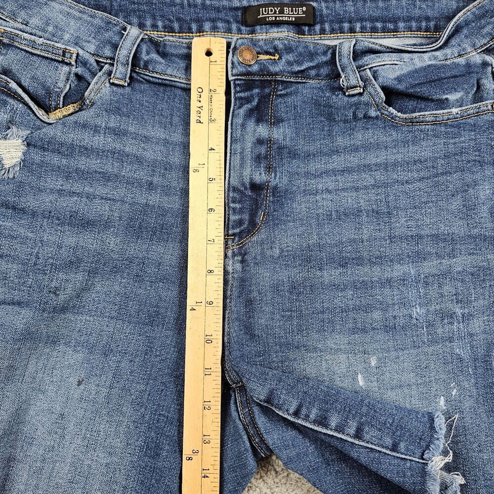 Judy blue Shorts Womens 1XL Stretch Raw Hem High Rise Distress Cut Off Mom Fray - Picture 8 of 10